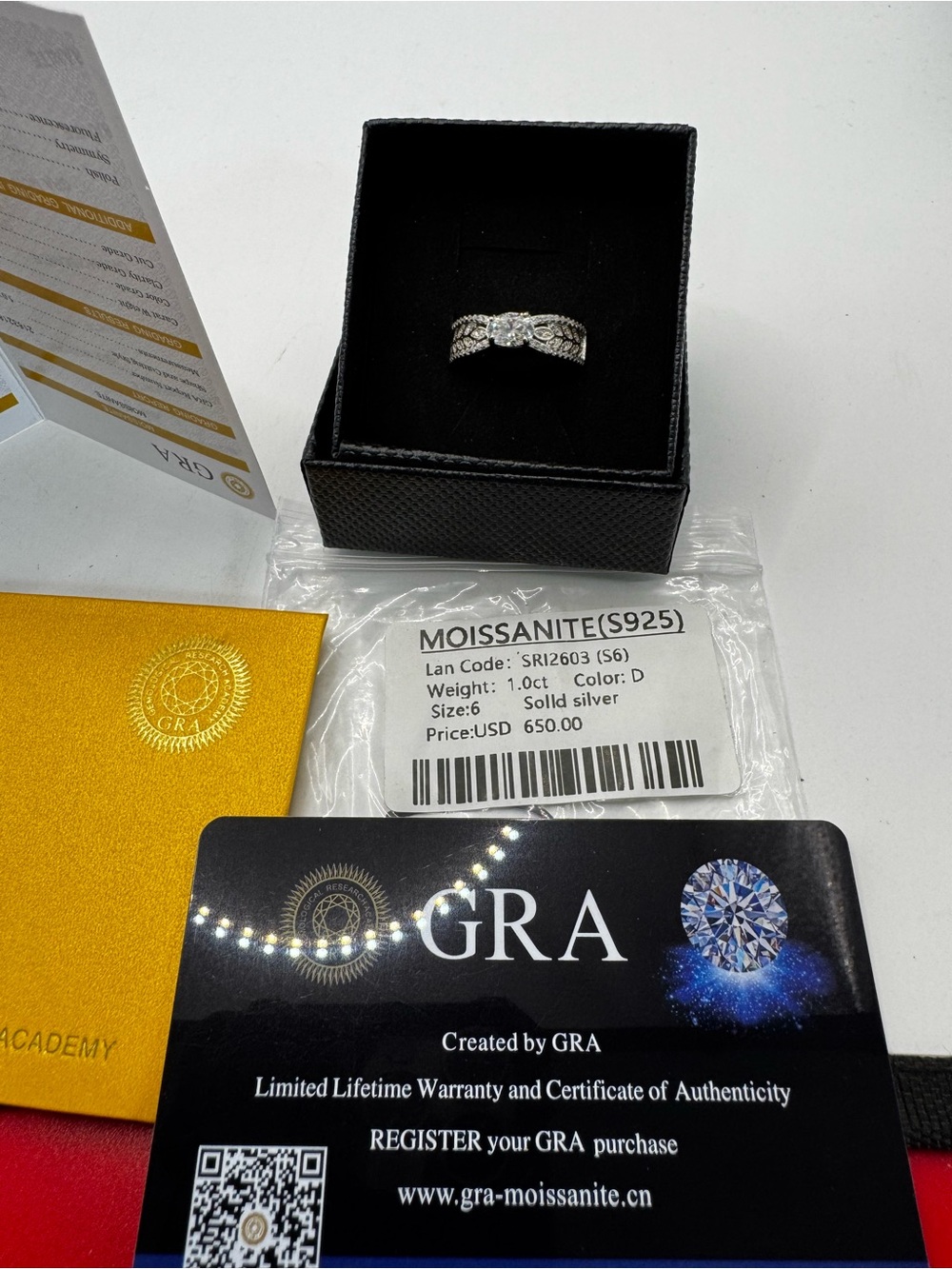 Solid Silver Moissanite Ring in Silver - 1.0ct